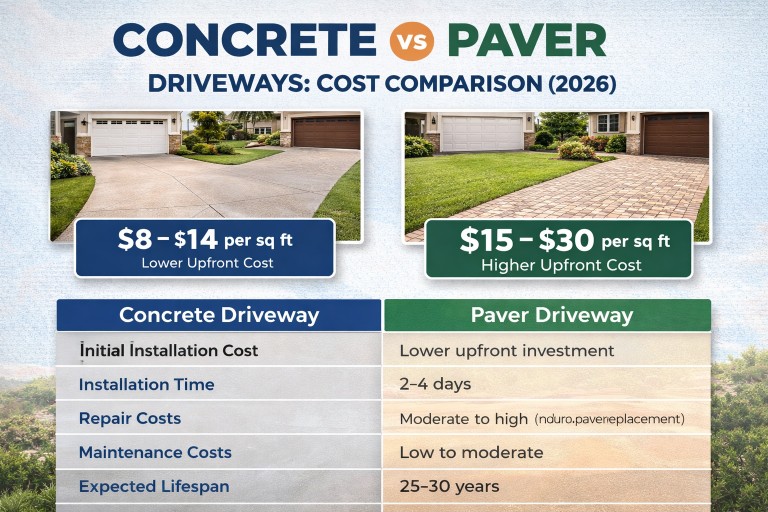 Concrete vs Paver Driveways for Sacramento Homes 2 Concrete vs Paver Driveways Cost Comparison (2026)